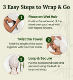Hair Towel Wrap for Women, Bamboo Made, White 1-Pack
