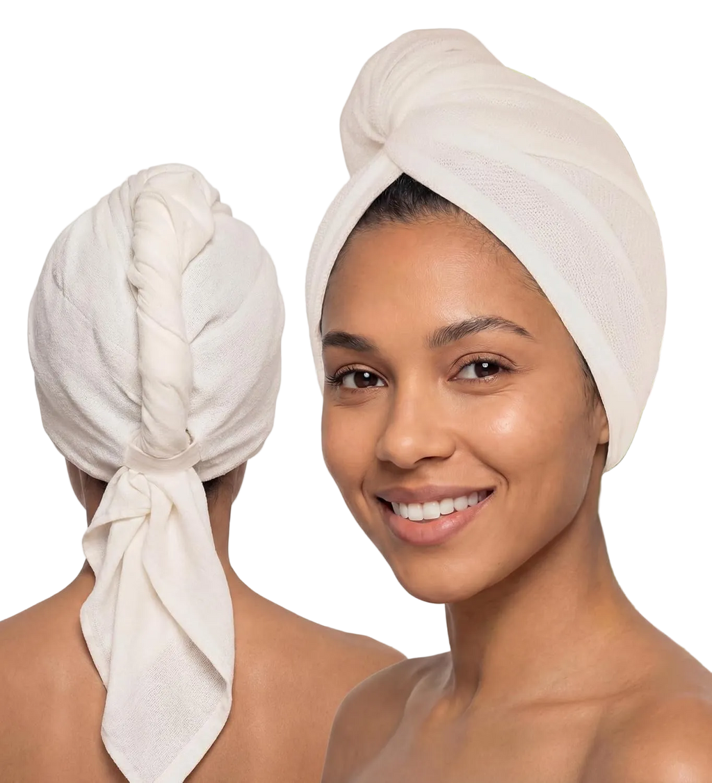 Hair Towel Wrap for Women, Bamboo Made, White 1-Pack
